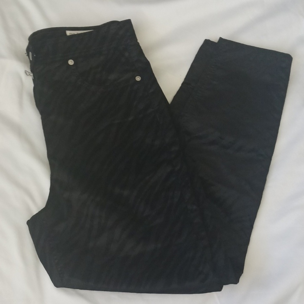 Rag & Bone Black Velvet Nina Zebra High Rise Exposed Zipper Skinny Jeans, Sz 31 - Picture 15 of 16